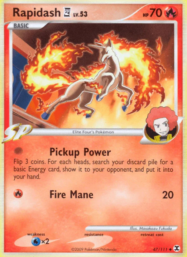 47, Fire, Normal, Platinum: Rising Rivals, Reverse Holofoil, Uncommon, Water[×2] Rapidash (47/111) [Platinum: Rising Rivals] - Trading Card World