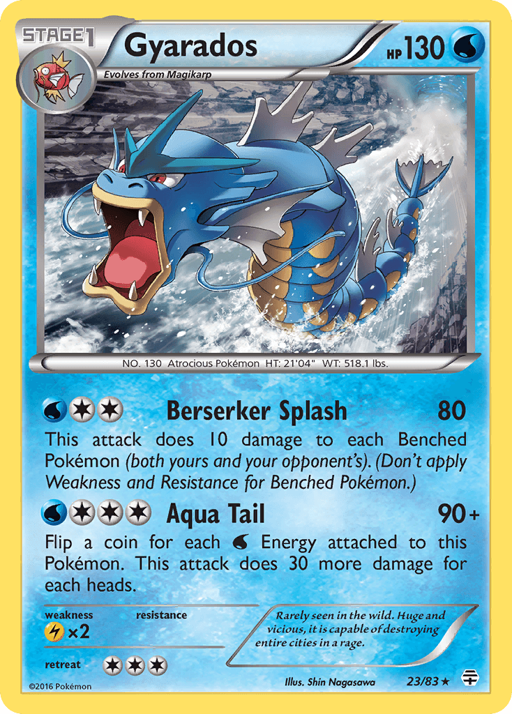 23, Lightning[×2], Normal, Rare, Reverse Holofoil, Water, XY: Generations Gyarados (23/83) [XY: Generations] - Trading Card World