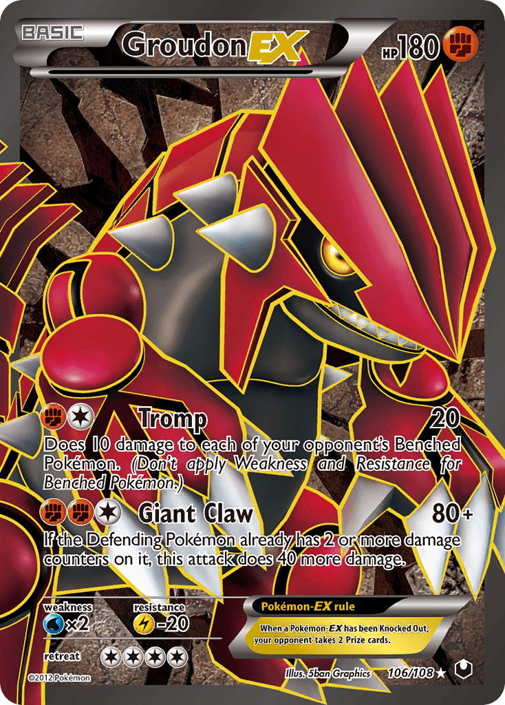 106, Black & White: Dark Explorers, Fighting, Holofoil, Lightning[-20], Ultra Rare, Water[×2] Groudon EX (106/108) [Black & White: Dark Explorers] - Trading Card World