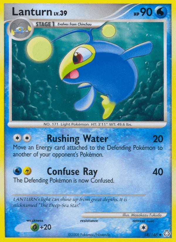 58, Diamond & Pearl: Legends Awakened, Grass[+20], Normal, Reverse Holofoil, Uncommon, Water Lanturn (58/146) [Diamond & Pearl: Legends Awakened] - Trading Card World