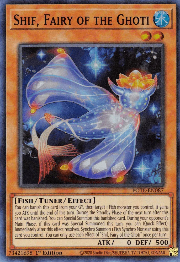 1st Edition, Fish, Power of the Elements, Super Rare, Tuner/Effect Monster, Unlimited, Water Shif, Fairy of the Ghoti [POTE-EN087] Super Rare - Trading Card World
