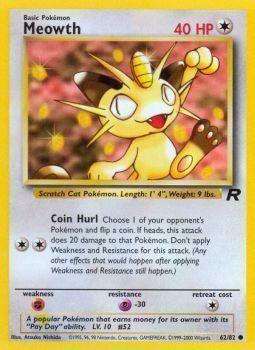62, Colorless, Common, Fighting[×2], Normal, Psychic[-30], Team Rocket Unlimited Meowth (62/82) [Team Rocket Unlimited] - Trading Card World