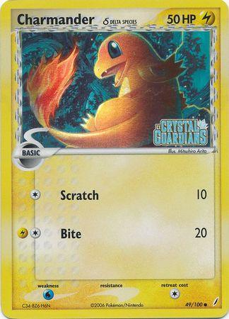 49, Common, EX: Crystal Guardians, Lightning, Reverse Holofoil, Water[×2] Charmander (49/100) (Delta Species) (Stamped) [EX: Crystal Guardians] - Trading Card World