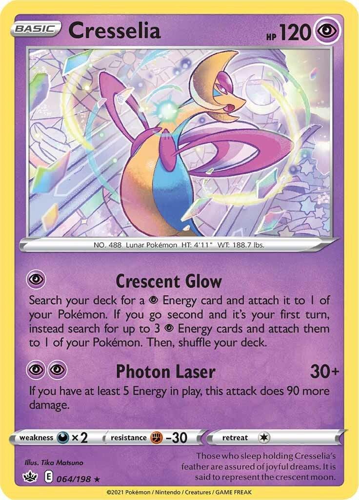 064, Darkness [x2], Fighting [-30], Normal, Psychic, Rare, Sword & Shield: Chilling Reign Cresselia (064/198) (Theme Deck Exclusive) [Sword & Shield: Chilling Reign] - Trading Card World