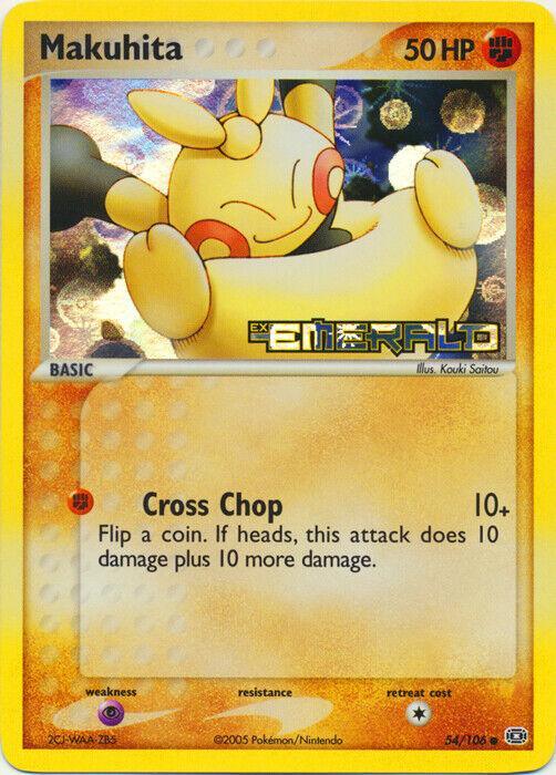 54, Common, EX: Emerald, Fighting, Psychic[×2], Reverse Holofoil Makuhita (54/106) (Stamped) [EX: Emerald] - Trading Card World