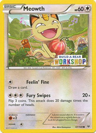 67, Colorless, Fighting[×2], Normal, Promo, XY: Roaring Skies Meowth (67/108) (Build A Bear Workshop Exclusive) [XY: Roaring Skies] - Trading Card World