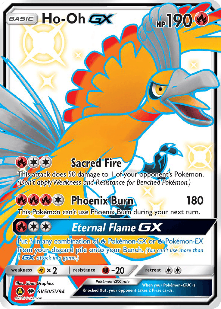 Fighting[-20], Fire, Holofoil, Lightning[×2], Sun & Moon: Hidden Fates - Shiny Vault, SV50, Ultra Rare Ho-Oh GX (SV50/SV94) [Sun & Moon: Hidden Fates - Shiny Vault] - Trading Card World