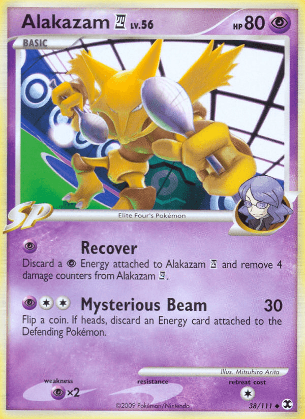 38, Normal, Platinum: Rising Rivals, Psychic, Psychic[×2], Reverse Holofoil, Uncommon Alakazam (38/111) [Platinum: Rising Rivals] - Trading Card World