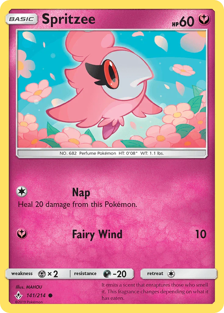 141, Common, Darkness[-20], Fairy, Metal[×2], Normal, Reverse Holofoil, Sun & Moon: Unbroken Bonds Spritzee (141/214) [Sun & Moon: Unbroken Bonds] - Trading Card World
