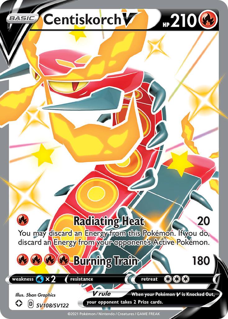 Fire, Holofoil, SV108, Sword & Shield: Shining Fates, Ultra Rare, Water[×2] Centiskorch V (SV108/SV122) [Sword & Shield: Shining Fates] - Trading Card World