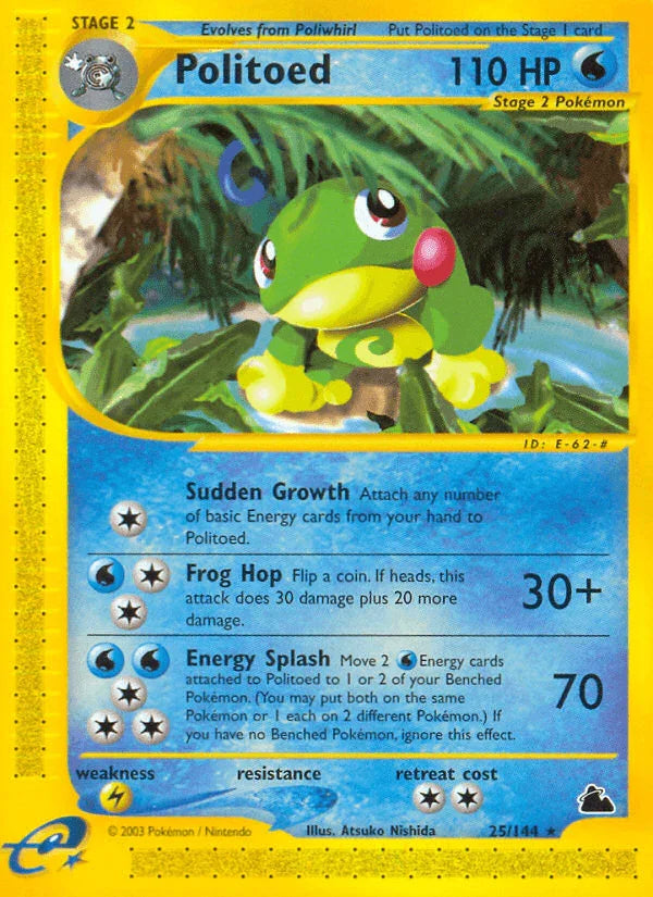 25, Lightning[×2], Normal, Rare, Reverse Holofoil, Skyridge, Water Politoed (25/144) [Skyridge] - Trading Card World