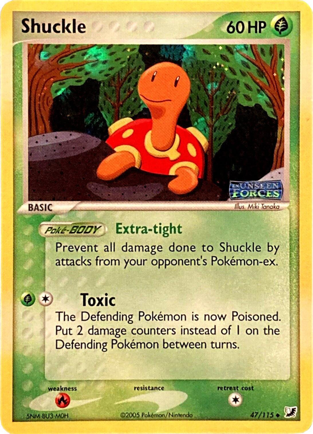 47, EX: Unseen Forces, Fire[×2], Grass, Reverse Holofoil, Uncommon Shuckle (47/115) (Stamped) [EX: Unseen Forces] - Trading Card World