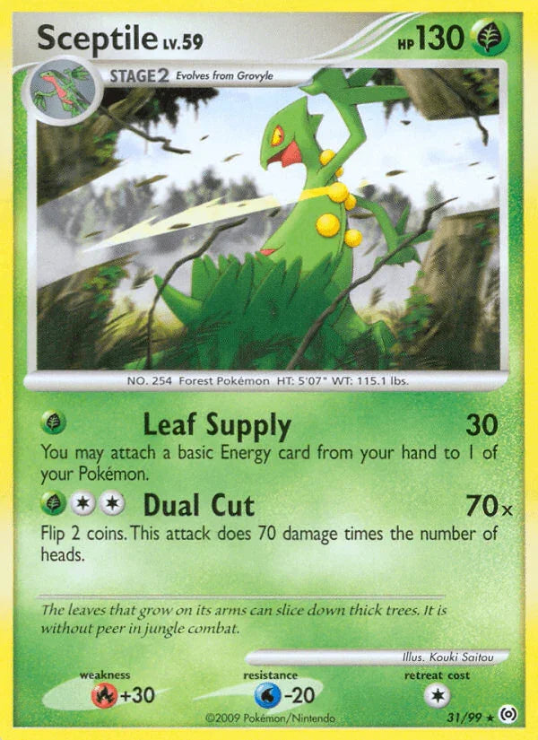 31, Fire[+30], Grass, Normal, Platinum: Arceus, Rare, Reverse Holofoil, Water[-20] Sceptile (31/99) [Platinum: Arceus] - Trading Card World