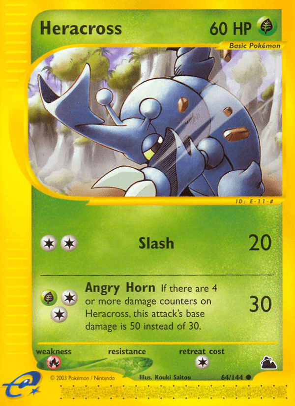 64, Common, Fire[×2], Grass, Normal, Reverse Holofoil, Skyridge Heracross (64/144) [Skyridge] - Trading Card World