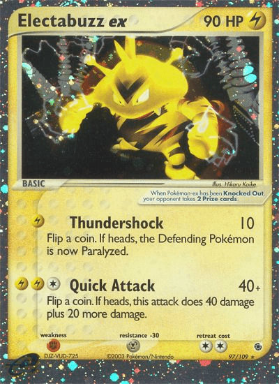 97, EX: Ruby & Sapphire, Fighting[×2], Holofoil, Lightning, Metal[-30], Ultra Rare Electabuzz ex (97/109) [EX: Ruby & Sapphire] - Trading Card World