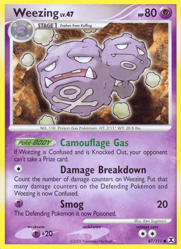 87, Common, Normal, Platinum: Rising Rivals, Psychic, Psychic[+20], Reverse Holofoil Weezing (87/111) [Platinum: Rising Rivals] - Trading Card World