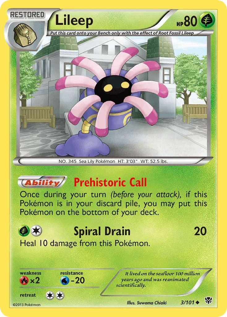 Black & White: Plasma Blast, Fire[×2], Grass, Normal, Reverse Holofoil, Uncommon, Water[-20] Lileep (3/101) [Black & White: Plasma Blast] - Trading Card World