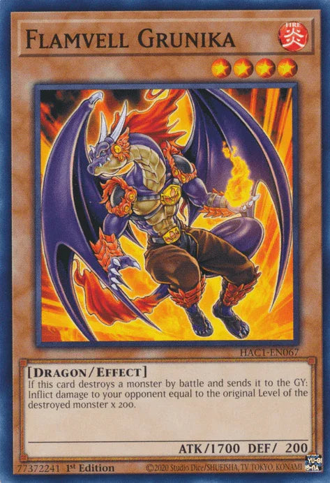 1st Edition, Common, Dragon, Effect Monster, Fire, Hidden Arsenal: Chapter 1 Flamvell Grunika [HAC1-EN067] Common - Trading Card World