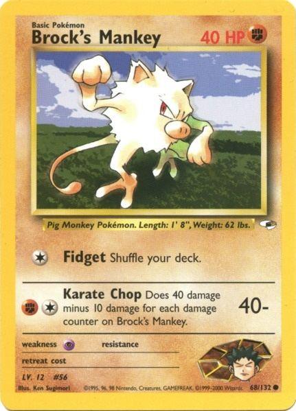 68, Common, Fighting, Gym Heroes Unlimited, Normal, Psychic[×2] Brock's Mankey (68/132) [Gym Heroes Unlimited] - Trading Card World