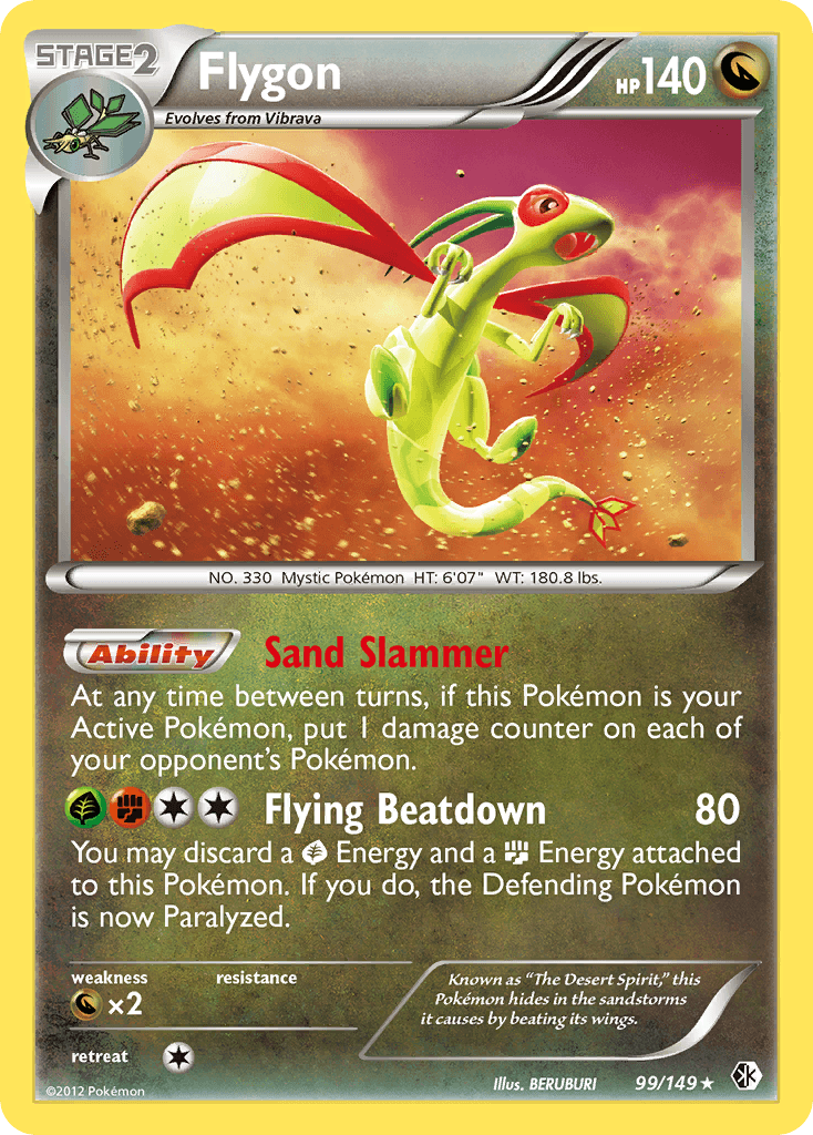 99, Black & White: Boundaries Crossed, Dragon, Dragon[×2], Holo Rare, Holofoil, Reverse Holofoil Flygon (99/149) [Black & White: Boundaries Crossed] - Trading Card World