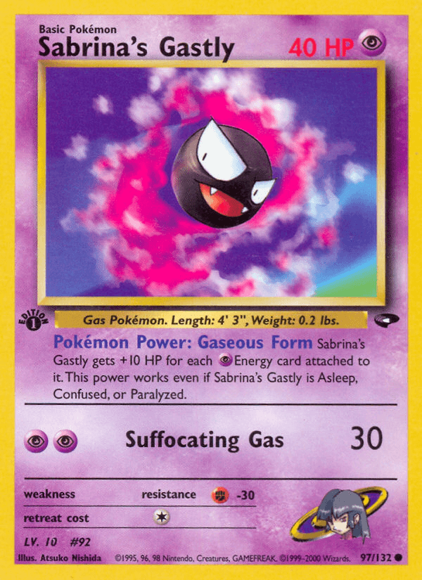 1st Edition Normal, 97, Common, Fighting[-30], Gym Challenge 1st Edition, Psychic Sabrina's Gastly (97/132) [Gym Challenge 1st Edition] - Trading Card World