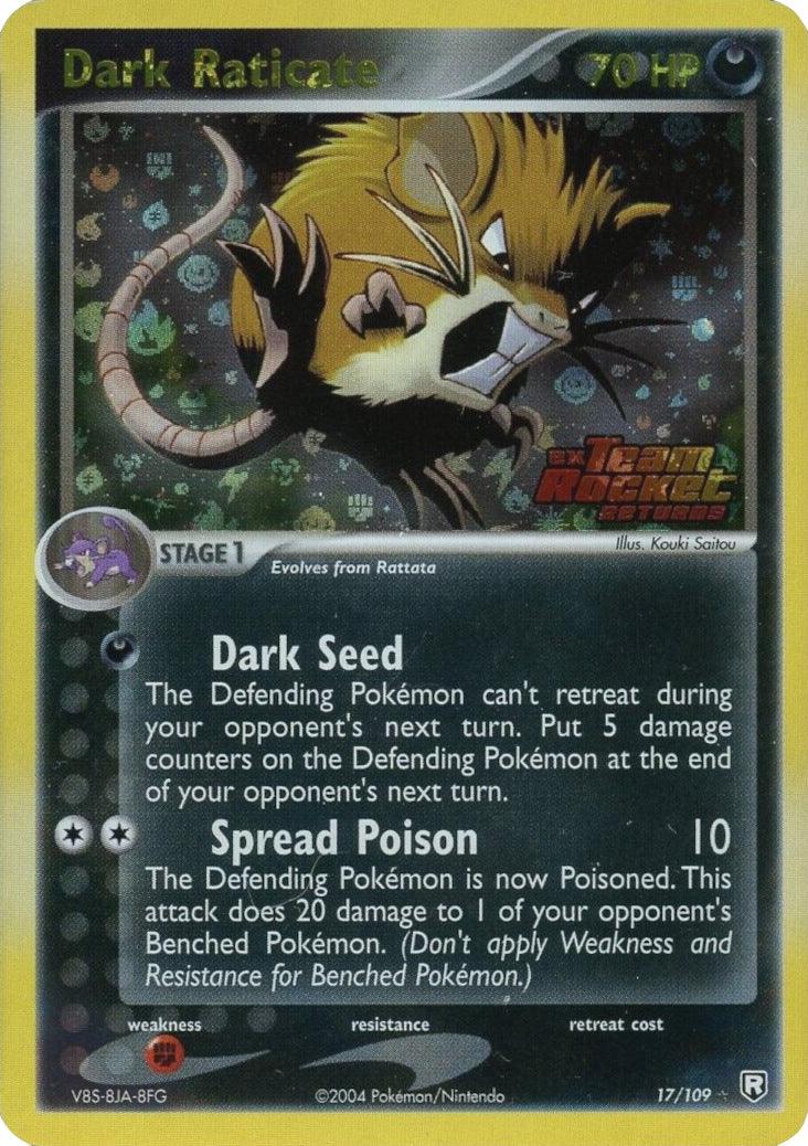 17, Darkness, EX: Team Rocket Returns, Fighting[×2], Rare, Reverse Holofoil Dark Raticate (17/109) (Stamped) [EX: Team Rocket Returns] - Trading Card World