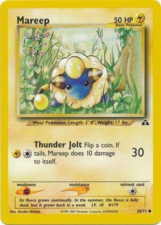 58, Common, Fighting[×2], Lightning, Neo Discovery Unlimited, Normal Mareep (58/75) [Neo Discovery Unlimited] - Trading Card World