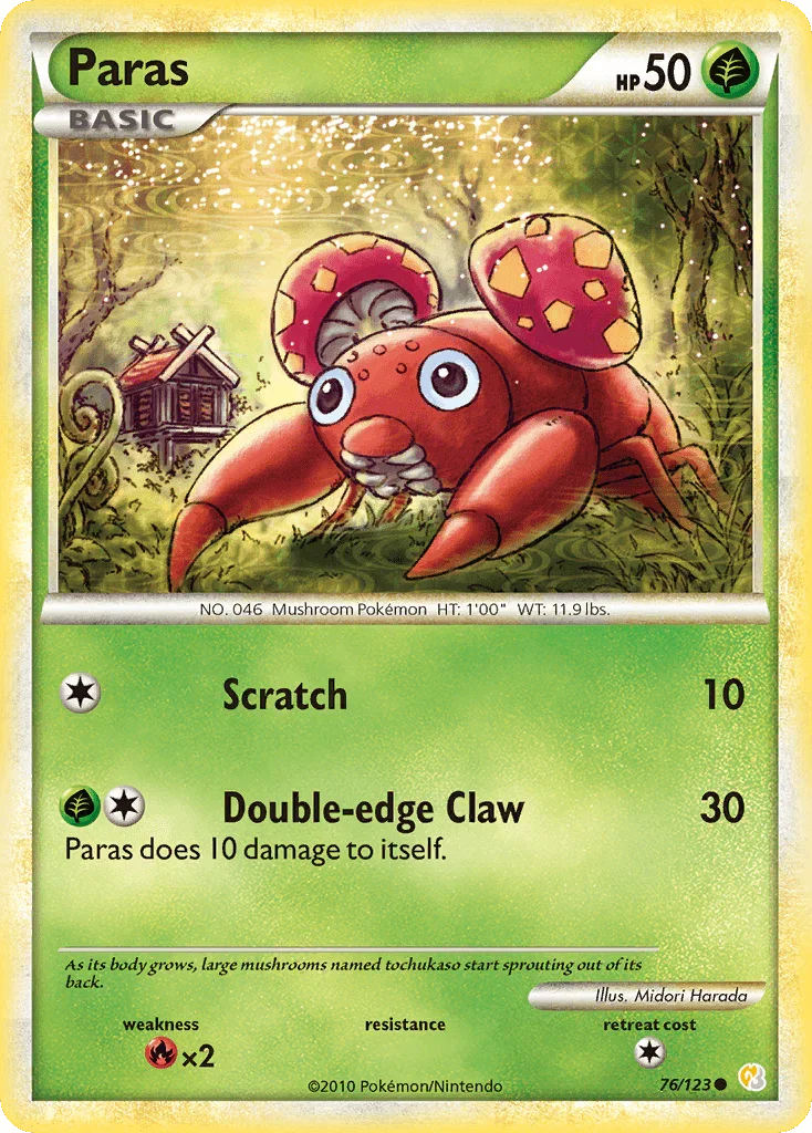 76, Common, Fire[×2], Grass, HeartGold & SoulSilver: Base Set, Normal, Reverse Holofoil Paras (76/123) [HeartGold & SoulSilver: Base Set] - Trading Card World