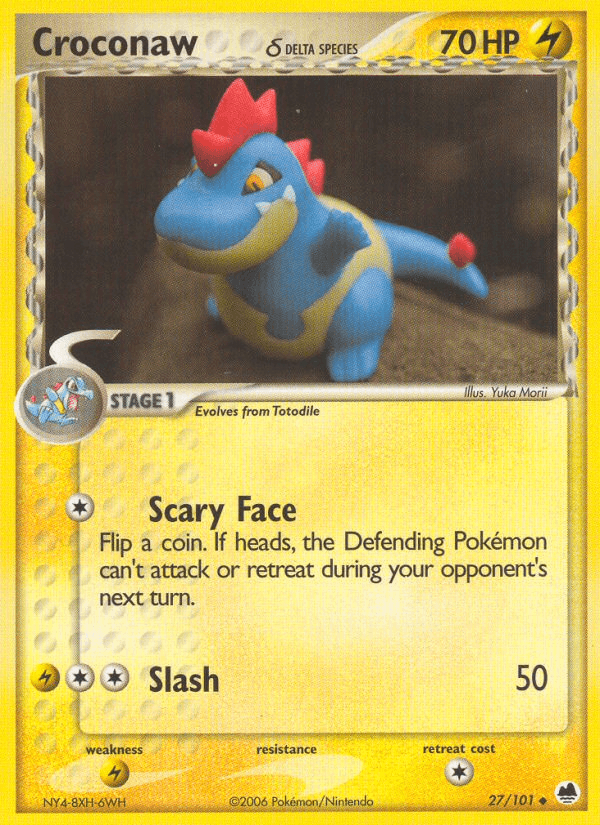 27, EX: Dragon Frontiers, Lightning, Lightning[×2], Normal, Uncommon Croconaw (27/101) (Delta Species) [EX: Dragon Frontiers] - Trading Card World