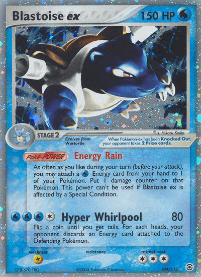 EX: FireRed & LeafGreen, Holofoil, Lightning[×2], Ultra Rare, Water Blastoise ex (104/112) [EX: FireRed & LeafGreen] - Trading Card World
