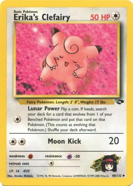 40, Colorless, Fighting[×2], Gym Challenge Unlimited, Normal, Psychic[-30], Uncommon Erika's Clefairy (40/132) [Gym Challenge Unlimited] - Trading Card World