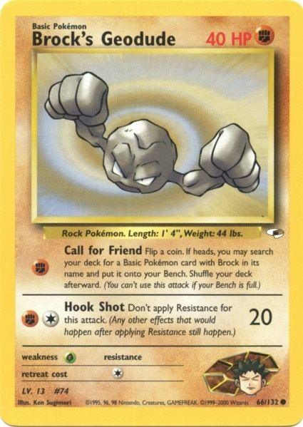 66, Common, Fighting, Grass[×2], Gym Heroes Unlimited, Normal Brock's Geodude (66/132) [Gym Heroes Unlimited] - Trading Card World