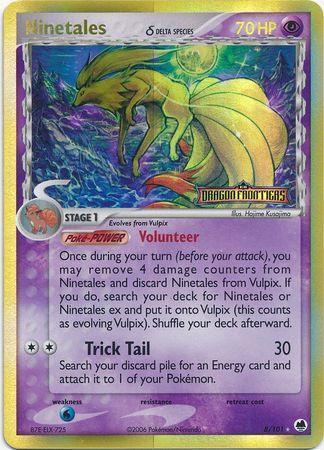 EX: Dragon Frontiers, Holo Rare, Psychic, Reverse Holofoil, Water[×2] Ninetales (8/101) (Delta Species) (Stamped) [EX: Dragon Frontiers] - Trading Card World
