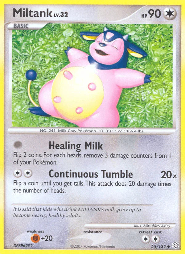 55, Colorless, Diamond & Pearl: Secret Wonders, Fighting[+20], Normal, Reverse Holofoil, Uncommon Miltank (55/132) [Diamond & Pearl: Secret Wonders] - Trading Card World