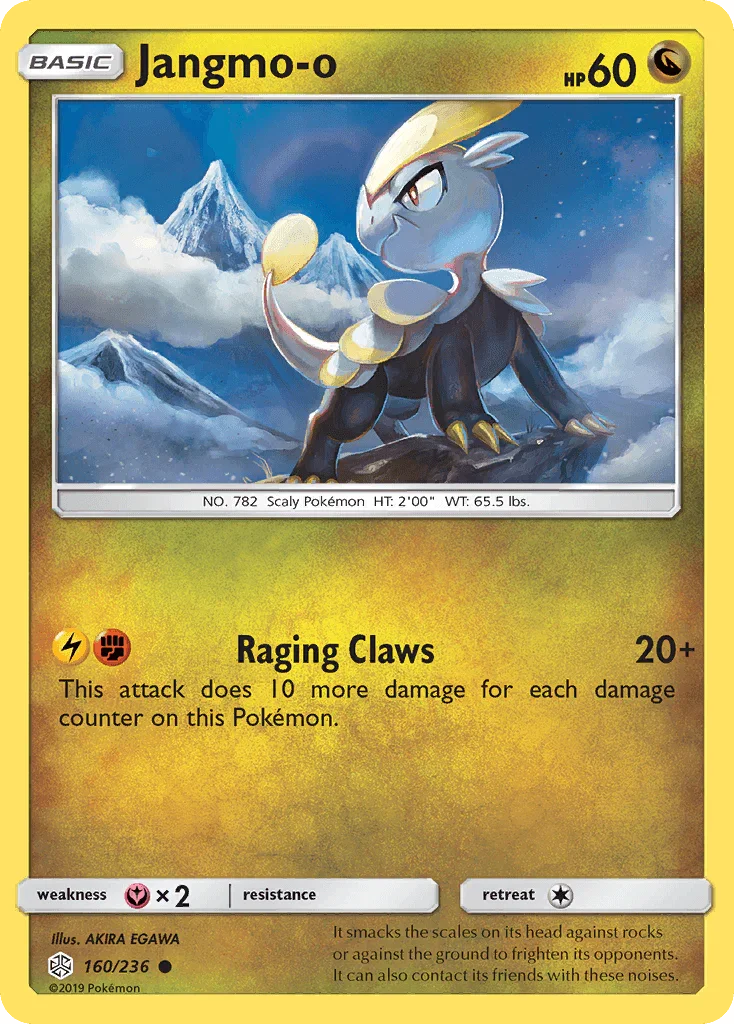 160, Common, Dragon, Fairy[×2], Normal, Reverse Holofoil, Sun & Moon: Cosmic Eclipse Jangmo-o (160/236) [Sun & Moon: Cosmic Eclipse] - Trading Card World