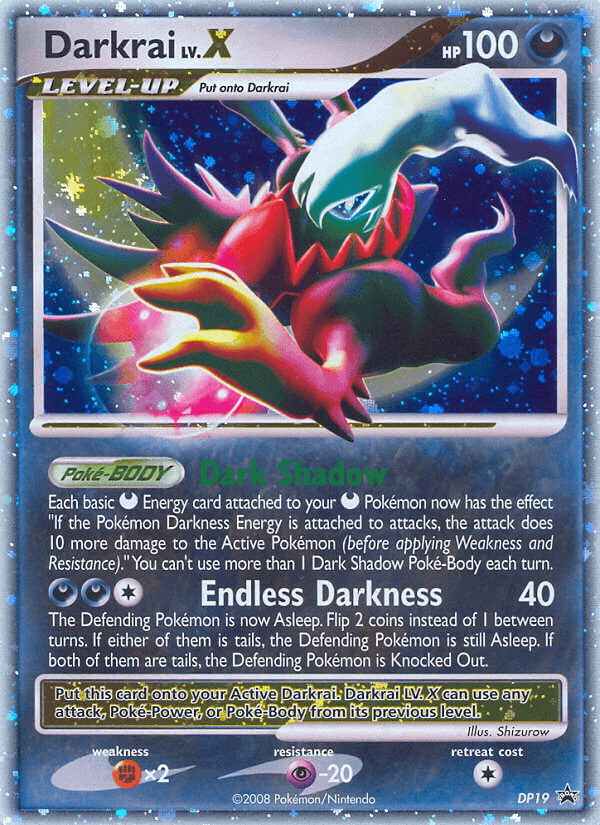 Black Star Promo, Darkness, Diamond & Pearl: Black Star Promos, DP19, Fighting[×2], Holofoil, Psychic[-20] Darkrai LV.X (DP19) [Diamond & Pearl: Black Star Promos] - Trading Card World