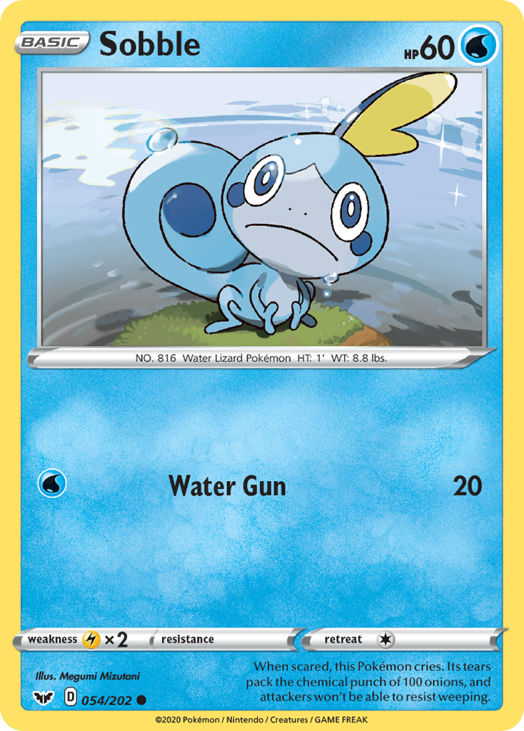054, Common, Lightning[×2], Normal, Reverse Holofoil, Sword & Shield: Base Set, Water Sobble (054/202) [Sword & Shield: Base Set] - Trading Card World