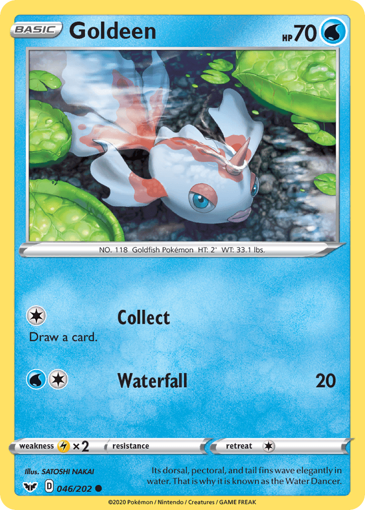 046, Common, Lightning[×2], Normal, Reverse Holofoil, Sword & Shield: Base Set, Water Goldeen (046/202) [Sword & Shield: Base Set] - Trading Card World