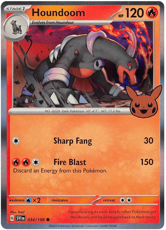 034, Fire, Holofoil, Promo, Trick or Trade 2023, Water [x2] Houndoom (034/198) [Trick or Trade 2023] - Trading Card World
