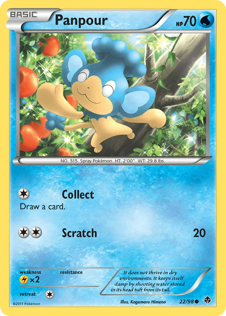 22, Black & White: Emerging Powers, Common, Lightning[×2], Normal, Reverse Holofoil, Water Panpour (22/98) [Black & White: Emerging Powers] - Trading Card World