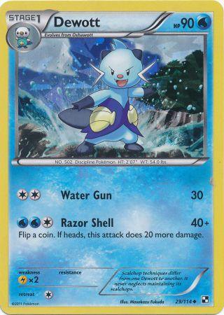 29, Black & White: Base Set, Holofoil, Lightning[×2], Uncommon, Water Dewott (29/114) (Cracked Ice Holo) [Black & White: Base Set] - Trading Card World