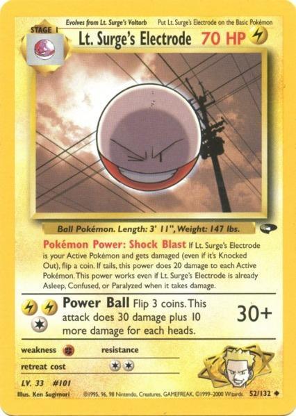 52, Fighting[×2], Gym Challenge Unlimited, Lightning, Normal, Uncommon Lt. Surge's Electrode (52/132) [Gym Challenge Unlimited] - Trading Card World