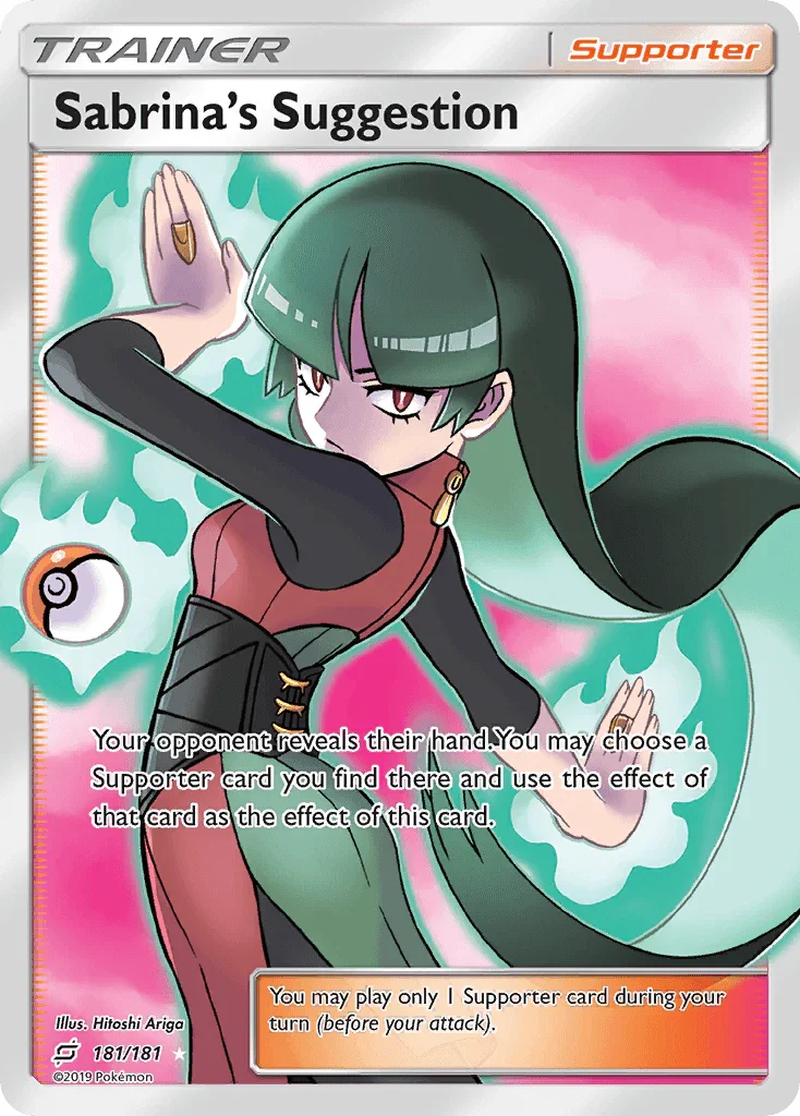 181, Holofoil, Sun & Moon: Team Up, Supporter, Ultra Rare Sabrina's Suggestion (181/181) [Sun & Moon: Team Up] - Trading Card World