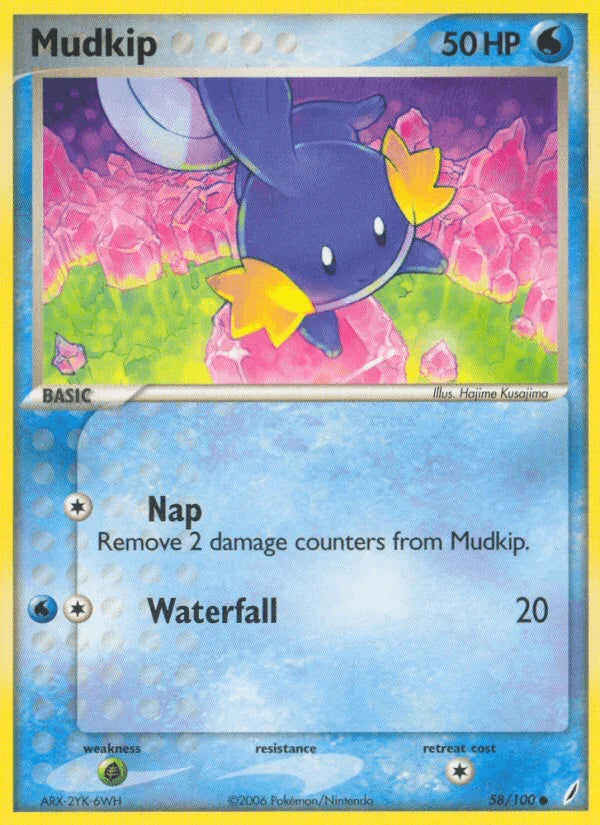 58, Common, EX: Crystal Guardians, Grass[×2], Normal, Water Mudkip (58/100) [EX: Crystal Guardians] - Trading Card World