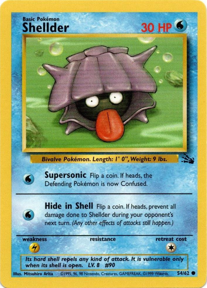54, Common, Fossil Unlimited, Lightning[×2], Normal, Water Shellder (54/62) [Fossil Unlimited] - Trading Card World