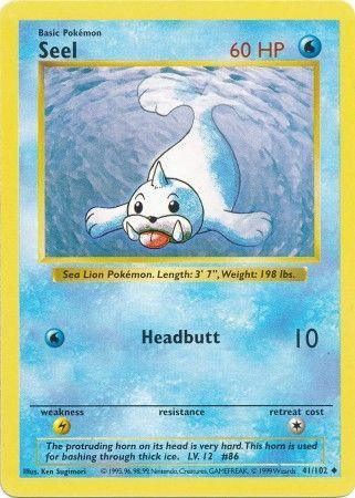 41, Base Set Shadowless Unlimited, Lightning[×2], Normal, Uncommon, Water Seel (41/102) [Base Set Shadowless Unlimited] - Trading Card World