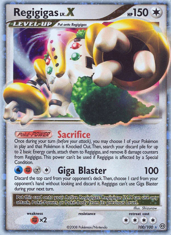 100, Colorless, Diamond & Pearl: Stormfront, Fighting[×2], Holo Rare, Holofoil Regigigas LV.X (100/100) [Diamond & Pearl: Stormfront] - Trading Card World