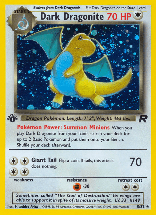 1st Edition Holofoil, Colorless, Fighting[-30], Holo Rare, Team Rocket 1st Edition Dark Dragonite (5/82) [Team Rocket 1st Edition] - Trading Card World