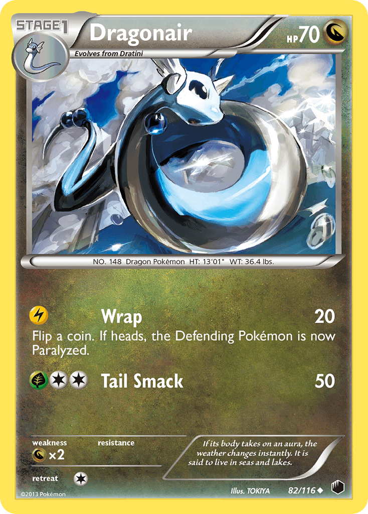 82, Black & White: Plasma Freeze, Dragon, Dragon[×2], Normal, Reverse Holofoil, Uncommon Dragonair (82/116) [Black & White: Plasma Freeze] - Trading Card World