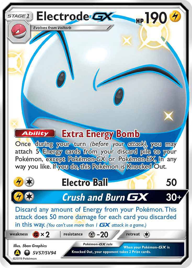 Fighting[×2], Holofoil, Lightning, Metal[-20], Sun & Moon: Hidden Fates - Shiny Vault, SV57, Ultra Rare Electrode GX (SV57/SV94) [Sun & Moon: Hidden Fates - Shiny Vault] - Trading Card World
